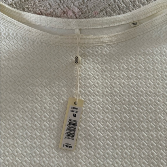 Max studio London sz medium ivory waffle knit sweater shirt cream 3/4 sleeve NWT - Picture 3 of 3